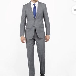 COMBATANT GENTLEMEN GREY GLEN PLAID PEAK LAPEL SUIT 32L